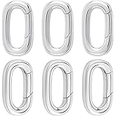 Beebeecraft 6Pcs 0.55x0.32 Inch Spring Gate Rings Stainless Steel Oval Jewelry Clasp Connector Carabiner Clip Closure Silvery for Necklace Bracelet Making DIY Crafts