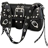 SHENHE Women's PU Leather Shoulder Handbag Punk Rivet Flap Studded Vintage Underarm Bags