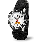 Disney Mickey Mouse Kids' Bezel Stainless Steel Time Teacher Analog Nylon Strap Watch