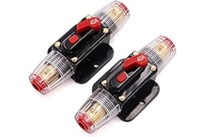TUIJODAIX 2 Piece 40A 40 Amp Circuit Breaker with Manual Reset Fuse Holder for Car Audio Marine Boat Stereo Switch Inverter Replace Fuses