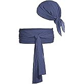 JIEFULL Pirate Costume Accessories - Women & Men Pirate Head Scarf Bandana Hat and Waist Sash Belt for Halloween Cosplay