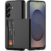 Nvollnoe for Samsung Galaxy S25 Case with Card Holder Dual Layer Heavy Duty Protective Case Hidden Card Slot Slim Wallet Cover for Samsung S25 6.2''(Black)