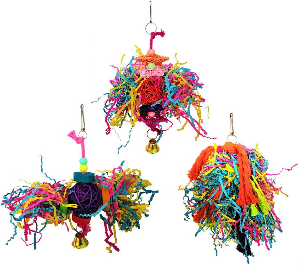 POPETPOP 3 Pack Parrot Shredding Toys-Bird Chewing Toys Bird Shredders Toy Foraging Hanging Toy for Cockatiel Conure African Grey - Image 5