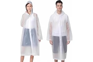 Jakeloo Rain Coat Poncho for Adult, (2 Pack) Rain Jacket Reusable EVA Ponchos Rain Adult with Hood for Men and Women