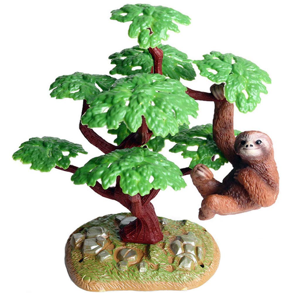 FLORMOON Sloth Figure 2pcs Realistic Animal Figurines Early Educational Sloth Toy Science Project Christmas Birthday Cake Topper for Kids Toddler
