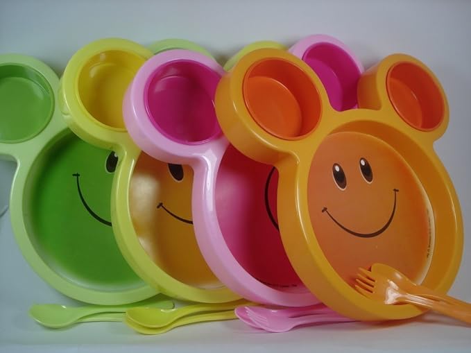 Kids Children Smiley Face Plates Mickey Shape Dish Mac Doodle