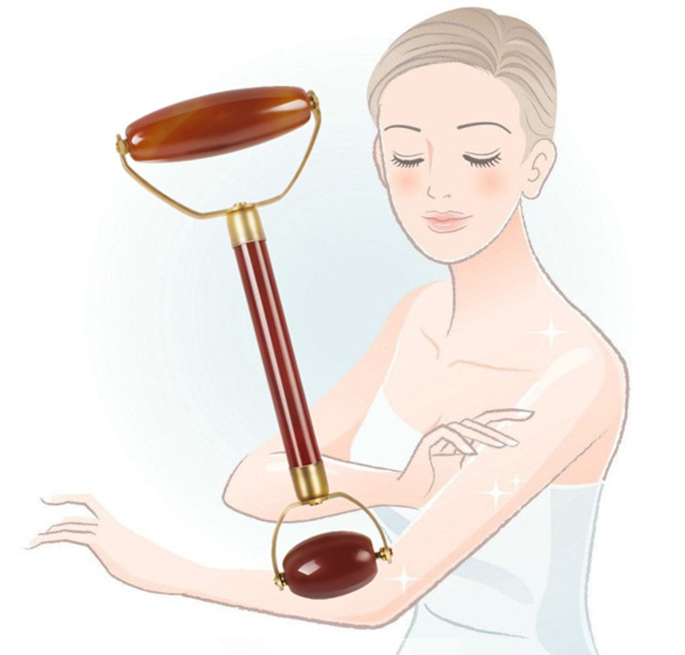 Ovovo Agate Jade Roller Massager for Face，Neck and Eye Skin Face Slimming Tool - Rejuvenates Face and Neck Skin, Face Slimmer