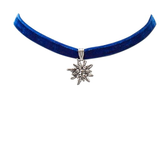 Trachtenschmuck * Samt Trachtenkette Strass-Edelweiß klein * Damen Samt-Kropfband enganliegend * Kropfkette elastisch * Dirnd