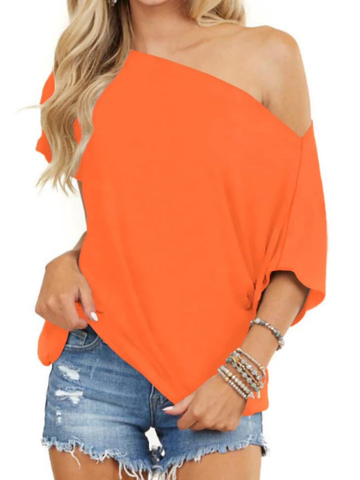 Eniloyal Off The Shoulder Tops for Women Short Sleeve Trendy T Shirts ...