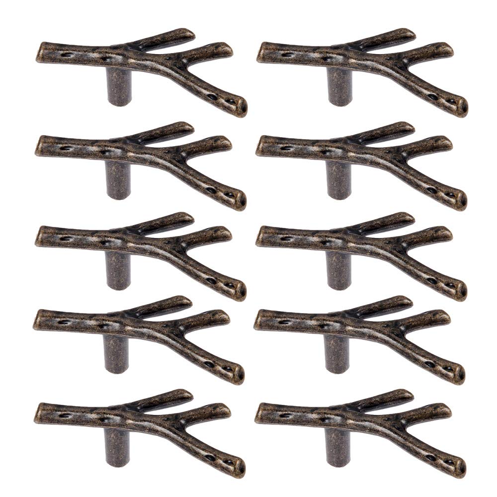 CENGOOD AchNau 10x Cabinet Handle Pulls Wardrobe Drawer Door Cupboard Knobs Twig Single Hole Retro Style Bronze