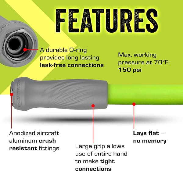 FLEXZILLA GARDEN HOSE WITH SWIVELGRIP, 5/8 IN. X 50 FT., LIGHTWEIGHT ALL-WEATHER WATER HOSE, DURABLE AND FLEXIBLE, LEAK-FREE CONNECTIONS