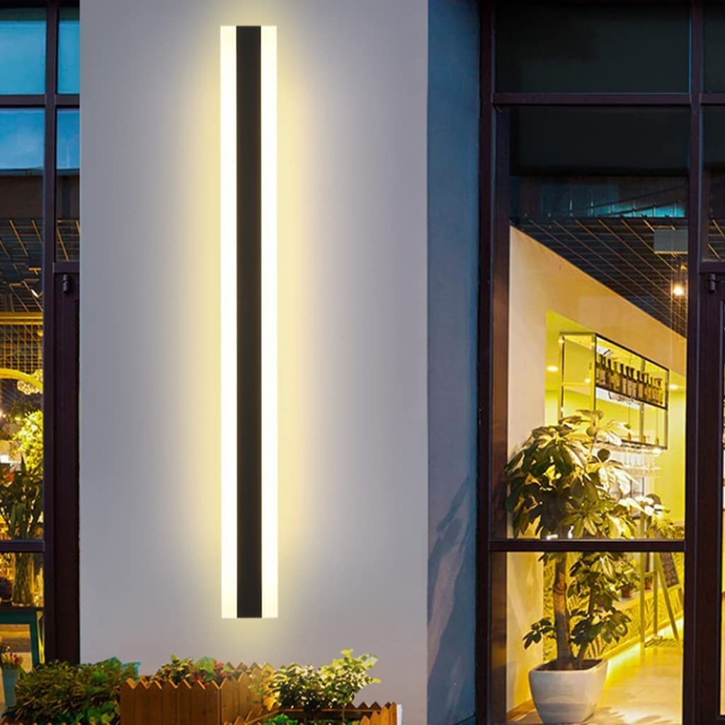 LED Long Wall Lamp Villa Wall Lamp Villa Porch Wall Lamp Outdoor IP65 Waterproof Wall Lights Black Long Light Bar Aluminum Outdoor Wall Lamp Acrylic Warm Light Garden Light-80CM,Warmes Licht