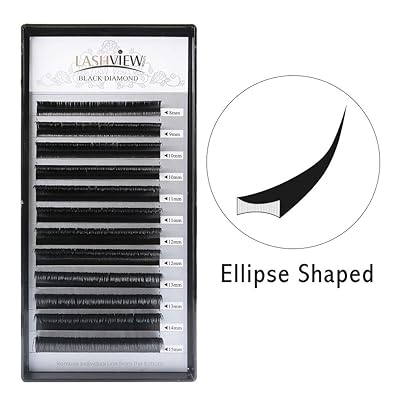 LASHVIEW Ellipse Eyelash Extensions 0.15mm D Curl 8-15mm Mix Flat Eyelash Extension Light Lashes Individual Eyelashes Black Mink False Lashes Mink Lashes Extensions Salon Use