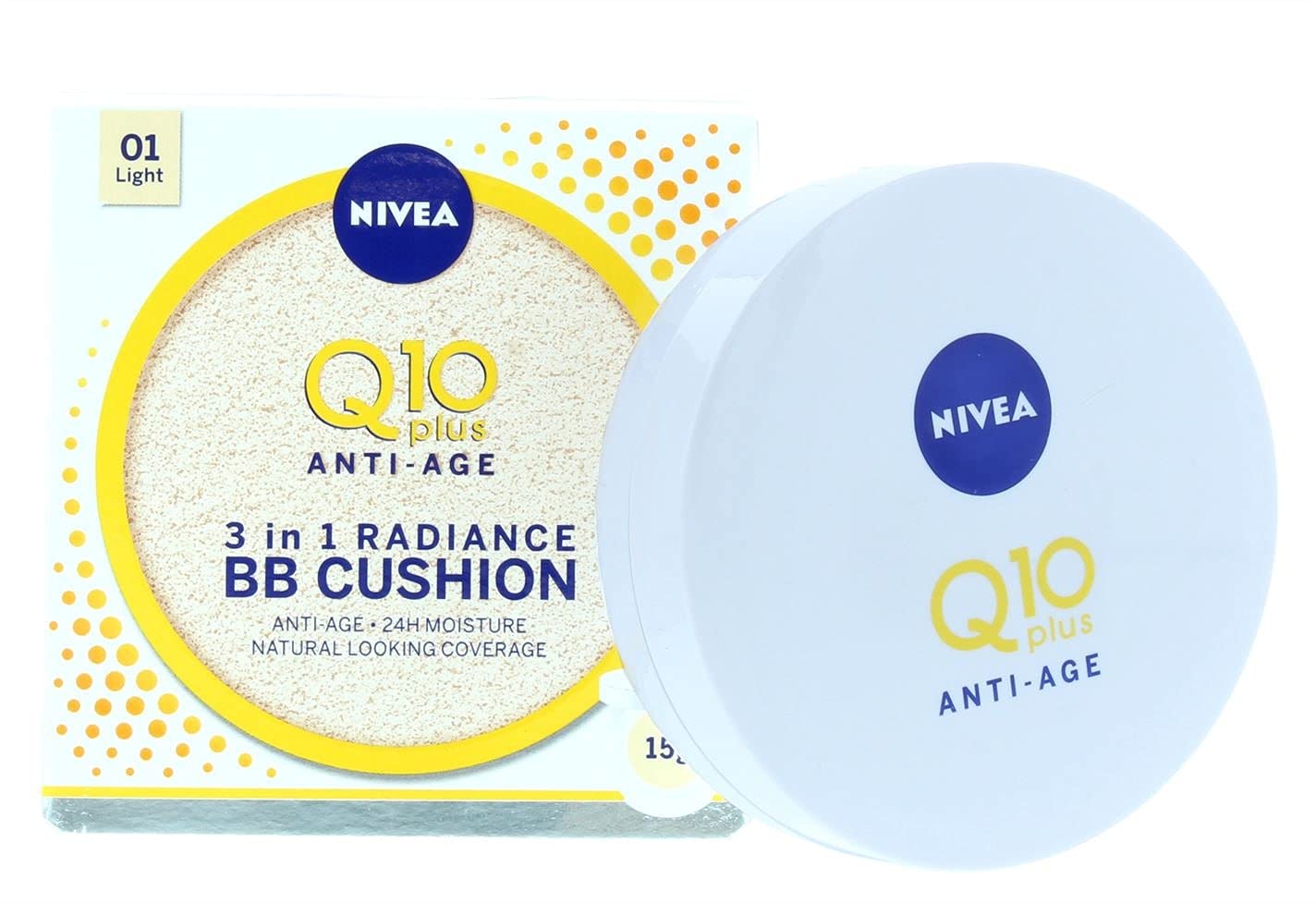 NIVEA Q10 Anti-Ageing Bb Cream Cushion Light, 24H Anti-Wrinkle Moisture, 15 g