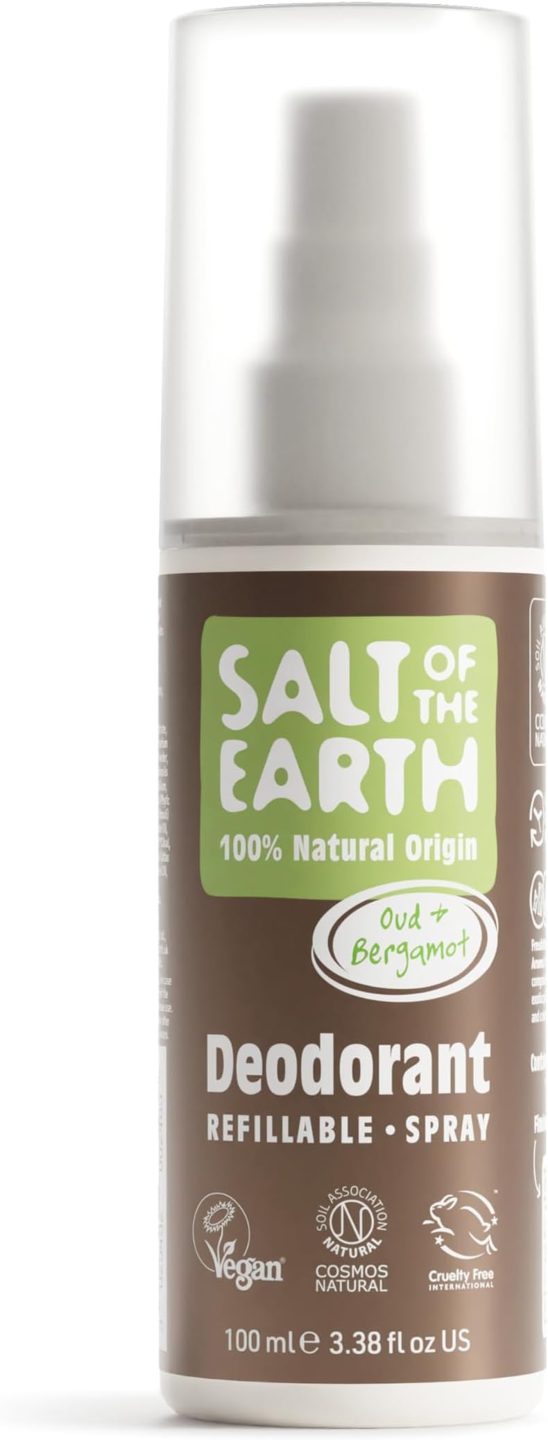Salt Of The Earth Oud & Bergamot Natural Deodorant Spray 100ml Refillable