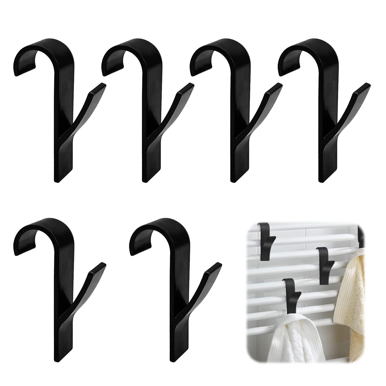 Esteopt Pack of 6 Bath Hook Holders,Radiator Hook Towel Hooks for Bathroom,Towel Holder,Bathrobe Hooks for Bathroom and Kitchen,Toilet