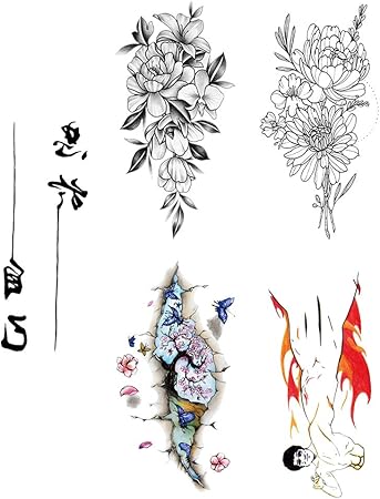 Amazon Co Jp Sm Sunnimix タトゥーシール 花 一時的な タトゥーステッカー ボディーアート ボディーシール 一時的な 全5カラー 04 ビューティー