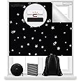 Magnetic Blackout Shades Temporary Blackout Curtains 100% Blackout Blind Window Cover for Windows and Doors, Cut to Any Size/Shape (118"x57") (Moon & Stars)
