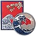 Ebateck Kanagawa Wave Patch Sew On Iron On Patches, 2 Pack Large Size, Embroidered Applique Badge Great for Jackets Backpacks Hats, Japanese Folk Art Gift