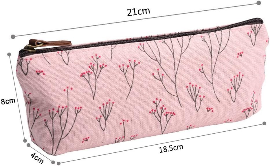 MINGZE 4pcs Pencil Holder, Canvas Pen Pencil Case, Stationery Pouch Cosmetic Bags Fresh Floral Pattern(Flower) - Image 3