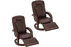 RecPro Nash 28" RV Euro Chair Recliner | Modern Design | RV Furniture | Swivel Base | Recliner Chair (2 Chairs, Mahogany)