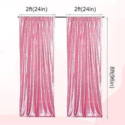Juya Delight 2Pcs 2FTx8FT Pink Sequin Backdrop