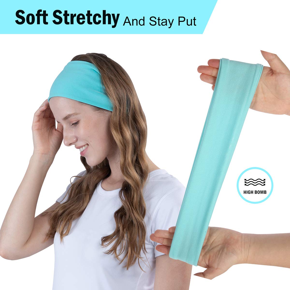 RITOPER 10 Pack Yoga Headbands for Women, Elastic Wide Soft Sweat Head bands Hair Bands for Yoga Running Fitness, Solid Workout Headwraps Fashion Hair Accessories (solid color) : Beauty