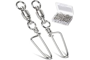 AMYSPORTS High Strength Fishing Snap Swivels - Stainless Steel Ball Bearing Swivels - Saltwater & Freshwater Fishing
