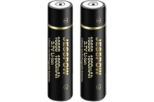 JESSPOW 16650 Rechargeable Battery, 16650 Battery 1800mAh 3.7V Li-ion Rechargeable Battery with Button Top for Flashlights Torches - 2 Pack