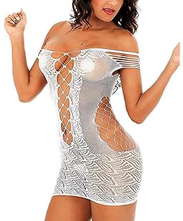 UMIPUBO Ropa Interior Mujer Ropa de Dormir Encaje Atractivo Malla de la Mujer Lencería Hueca Rejilla Babydoll Talla única Ropa de Dormir