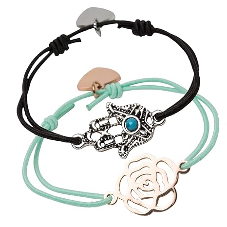 Chakra Naturals Armbänder - Set mit 2 Verstellbaren Kordelarmbändern mit Hochwertiger Zinklegierung