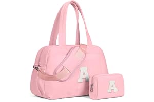 Vogewood Birthday Gifts for Women Duffle Bag-Tween Girls Trendy Stuff, Weekender Bags for Women，Initial Overnight Bag with Wet Pocket，Lightweight Travel Bags Personalized Gym Tote with Makeup Pouch