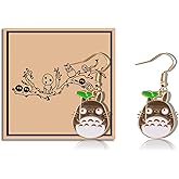 MAOFAED Kawaii Anime Cat with Leaf Earring for Fan, Japan Anime Jewelry, Manga Lover Gift(cat earring)