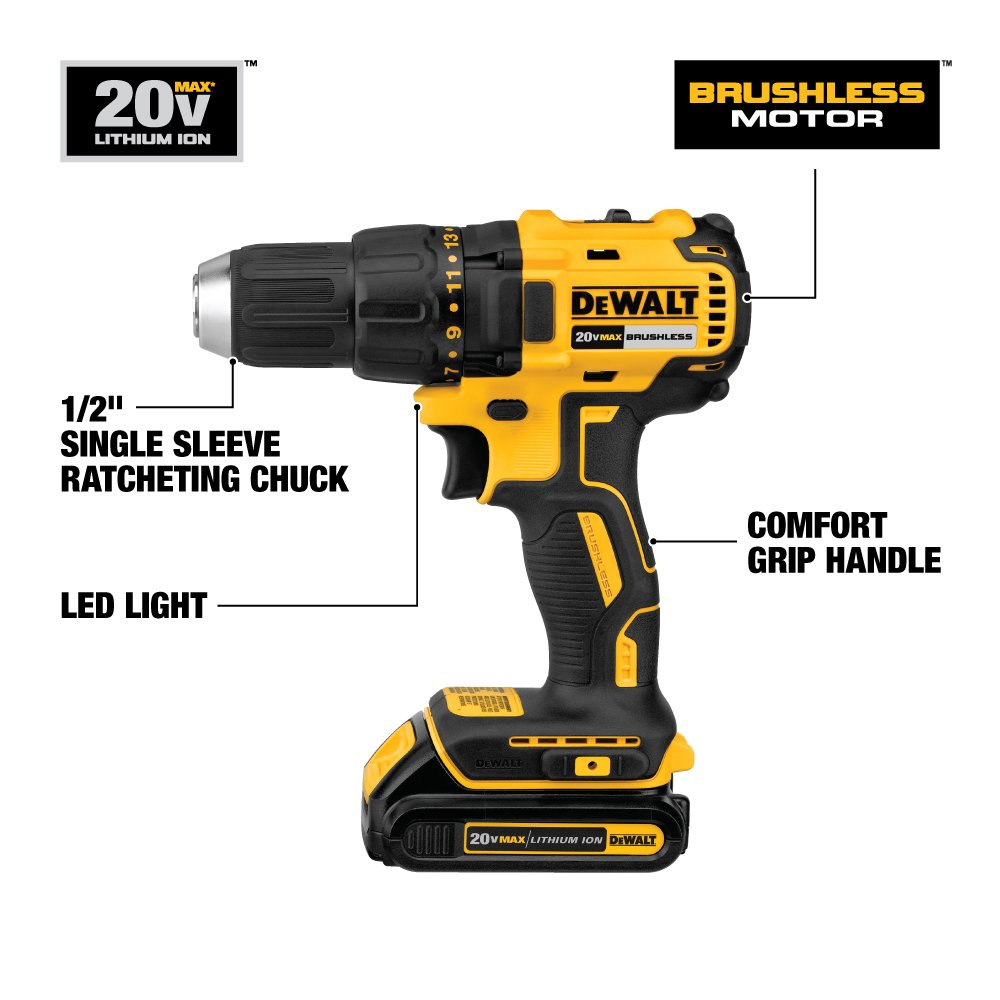 DEWALT DCD777C2 20V Max LithiumIon Brushless Compact Drill Driver