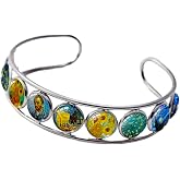 Blazing Autumn Famous Artist Soft Flexible Steel Bracelet Pictures of Art Pattern Under Glass Dome