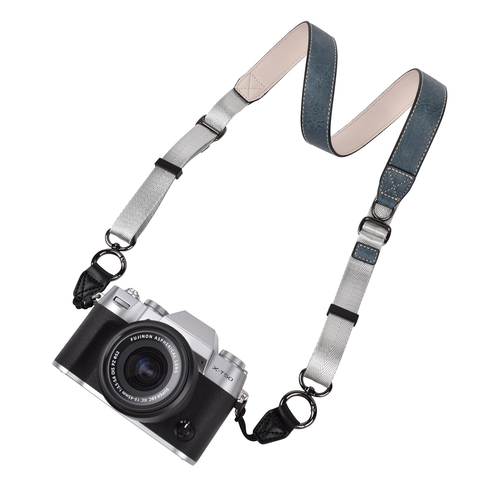 VOVMOEYA Camera Neck Strap,X-T50 body strap PU Shoulder Adjustable Strap for photographers for Fujifilm/for Nikon/for Canon/for Sony/for Minolta/for Panasonic/SLR/DSLR Cameras Litchi Stria-Dusty Blue