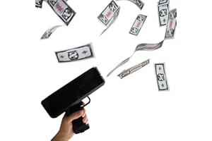 Willingfun Money Gun, Make it Rain Gun, Confetti Cannon, Money Gun Cash Shooter, Money Gun with 100 pcs Prop Money Black