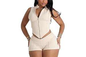 RISCUYY Two Piece Short Sets for Women Sexy Stretchy Solid Vest and Shorts Sexy Club Outfits for Women Going Out 2025