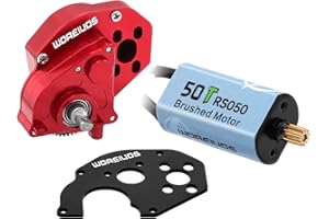 WOAEIUOS RC Motor 050 50T Brushed Motor with Aluminum Alloy Transmission Gearbox for Axial SCX24 AXI00002 AXI00001 AXI90081 AXI00006 AXI00005 1/24 RC Crawler Upgrade Parts (Assembled), Red
