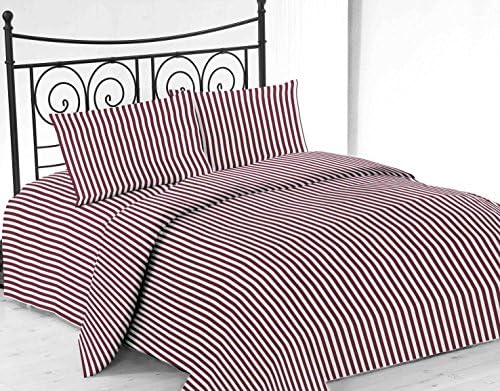 Full size Printed striped 4 Piece Bed Sheet set brushed microfiber 1800 Bedding - Wrinkle, Fade, Stain Resistant - Hypoallergenic - 4 Piece (full, burgumdy) By United Linens