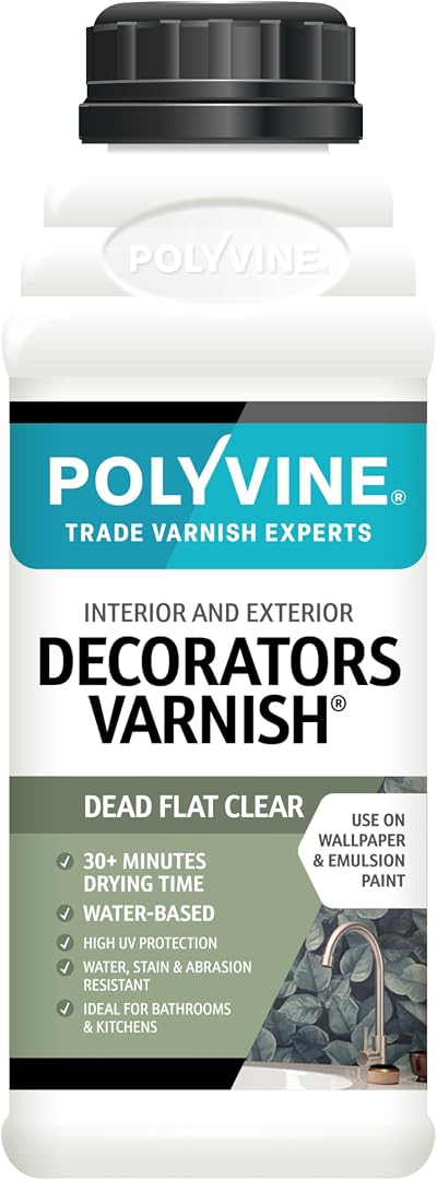 Polyvine Decorators Varnish Dead Flat 500ml Water Resistant Clear UV Protection