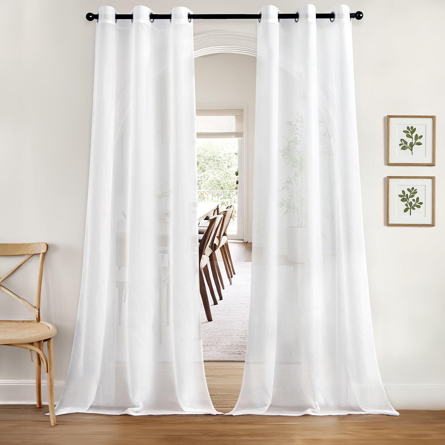 Photo 1 of MIULEE Solid Color Sheer Curtains 84 Inches Long 2 Panels Set - Elegant Lightweight Grommet Light Filtering Window Voile Panels/Drapes/Treatment for Bedroom Living Room W42 x L84 Inch, White