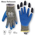 HANVO Palm Coated Garden Gloves with 10 Detachable Digging Claws,Premium Latex Crinkle Kevlar Hard Work Glove Breathable Flexible Best Protect，Grip&Cut Flame Oil Puncture Resistant Men&Women,Blue