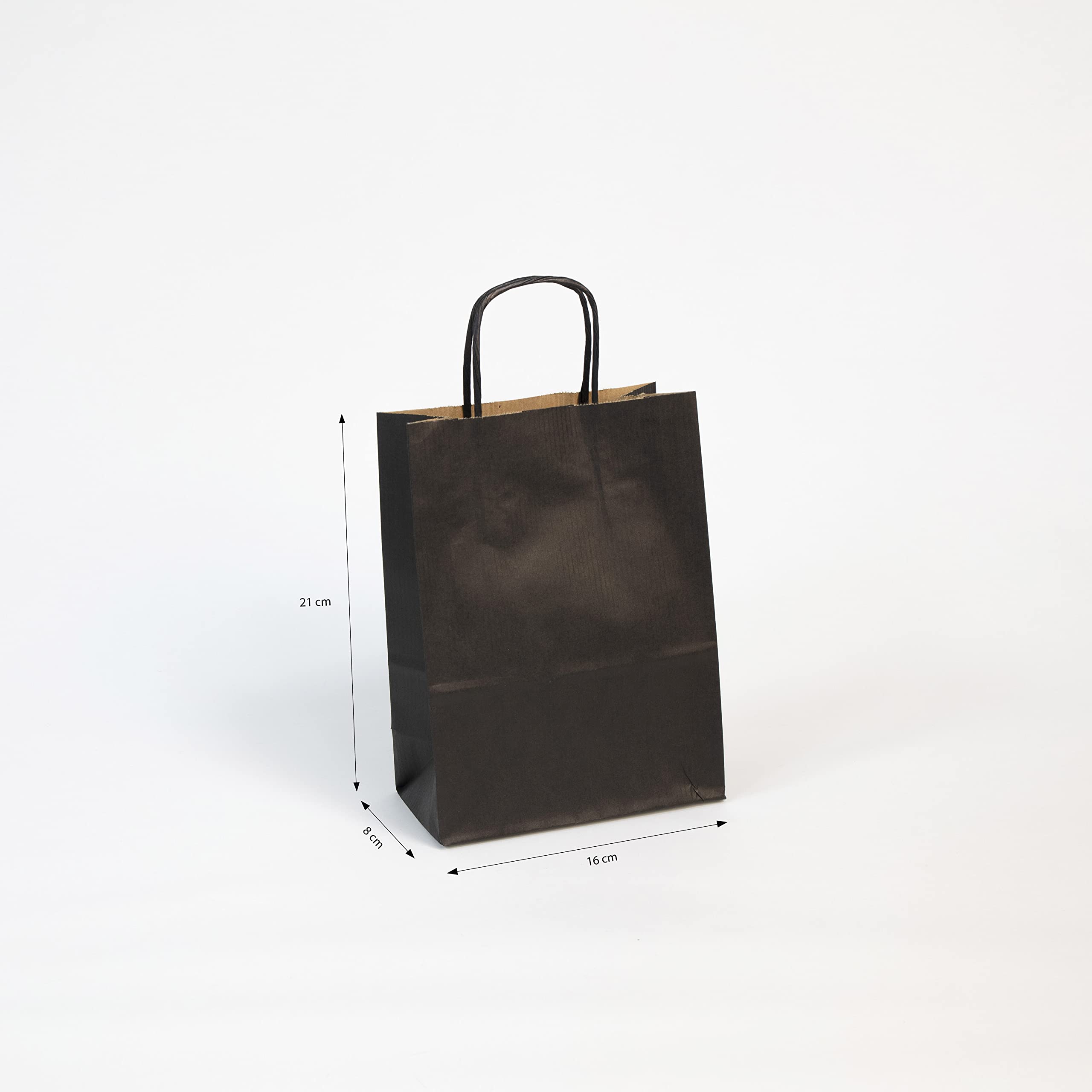 Clairefontaine 395612C - A Pack Of 25 Kraft Gift Bags - 16x8x21cm - 100g - Colour: Black - Twisted Handles - Ideal For: Gift Wrapping, Food Industry, Basic Bag