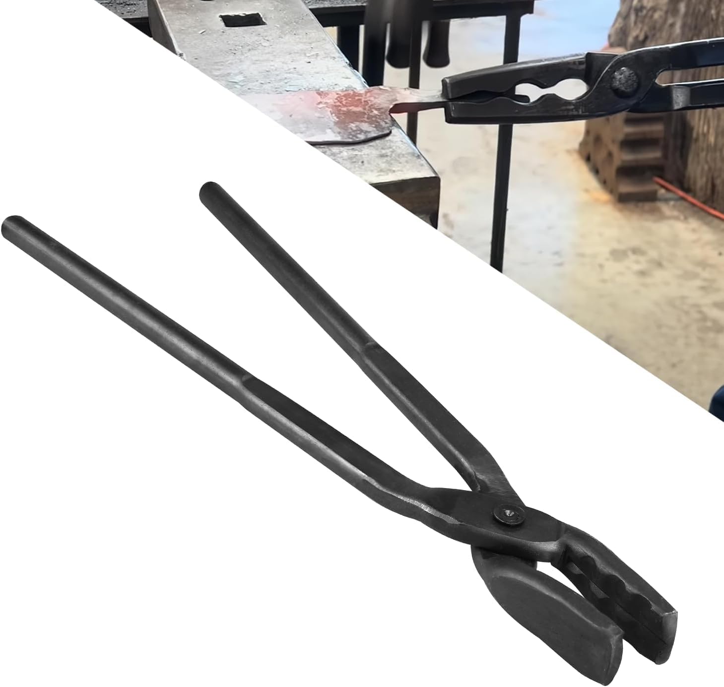 Blacksmith Wolf Jaw Tongs Essential Blacksmithing Utensils for Beginners and Professionals (16in, 410mm)