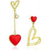 Valentines Day Gifts For Her Rhinestone Red Heart Earrings Drop Dangle Earrings Trendy Jewelry 2026