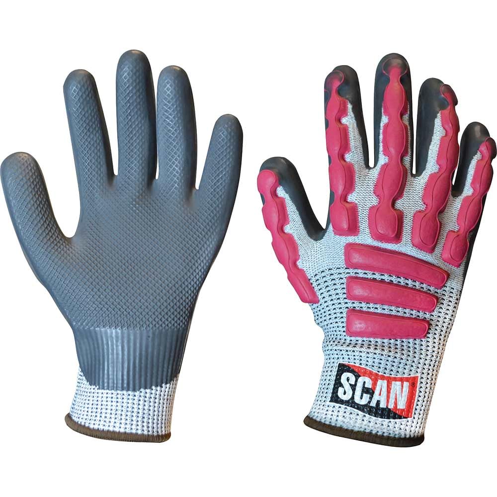 Scan SCAGLOAIXL Anti-Impact Latex Cut 5 Gloves - Size 10 (Size XL)