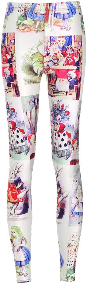 Takra Gold Women Sexy Alice in Wonderland 3D Slim Jeggings Tight Legging