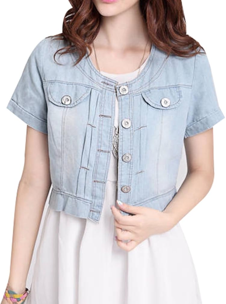 short sleeve denim bolero jacket
