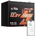 LiTime 12V 100Ah Bluetooth LiFePO4 Lithium Battery, Group 24, Max.1280Wh Energy, Built-in 100A BMS with Low-Temp Protection,